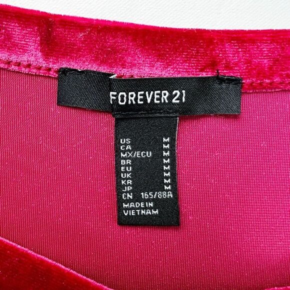 Forever 21 Bright Pink Sleeveless Velour Shift Dress Size Medium - Picture 5 of 6